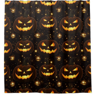 Bokeh Halloween   Leuchtender Kürbis (3) Duschvorhang
