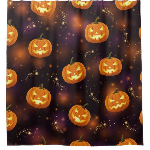 Bokeh Halloween   Leuchtender Kürbis (4) Duschvorhang