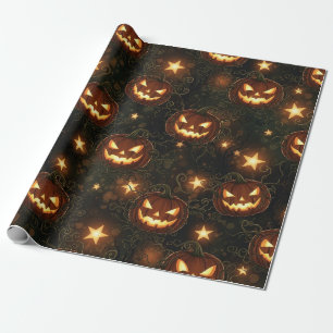 Bokeh Halloween Nahtlos Leuchtende Kürbislaterne Geschenkpapier
