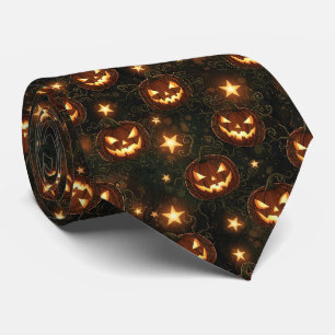 Bokeh Halloween Nahtlos Leuchtender Kürbislatern Krawatte