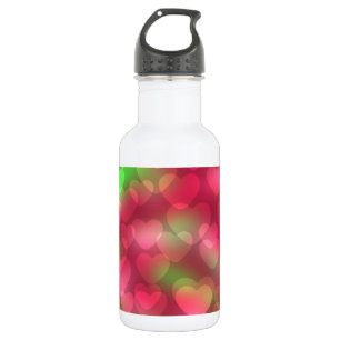Bokeh Hearts Pink und Green Trinkflasche