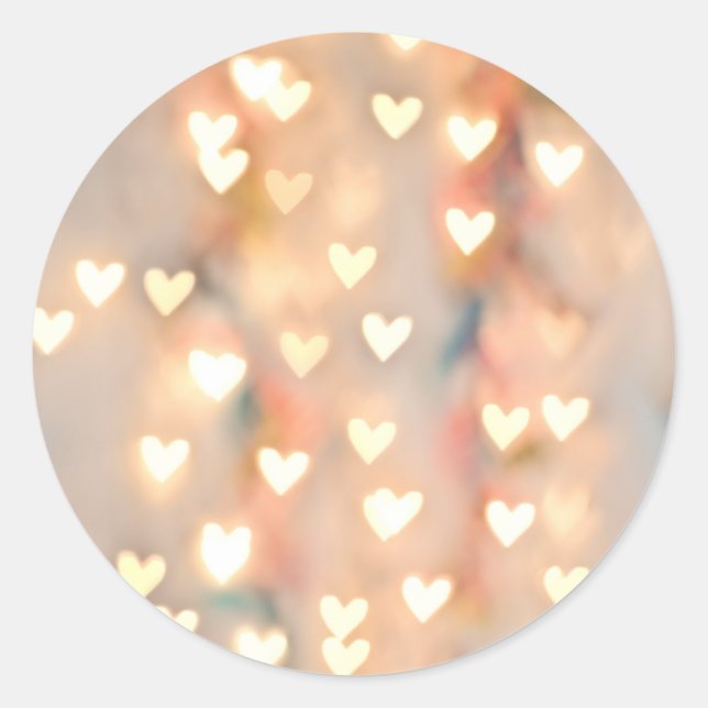 Bokeh Herz Twinkling Lights Glittery Pink Shimmer Runder Aufkleber (Vorderseite)