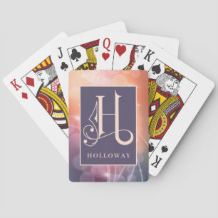 Bokeh-Hintergrund H-Monogramm, Personalisieren Spielkarten