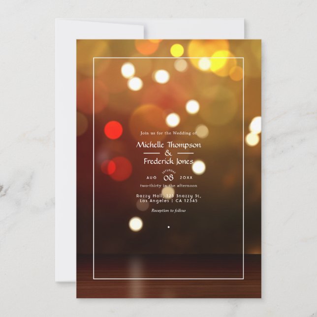 Bokeh-Hochzeitseinladung Einladung (Vorderseite)