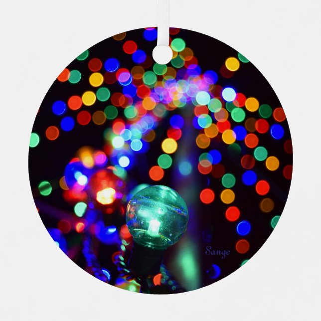 Bokeh Holiday Lights Ornament Aus Metall (Vorderseite)