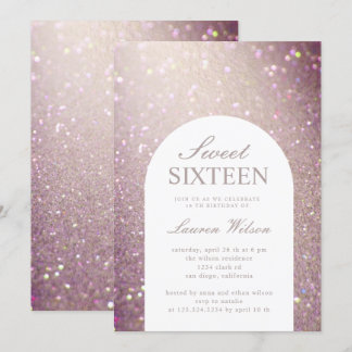 bokeh-irisierender Kupfer-Glitzer 16 . Geburtstag Einladung