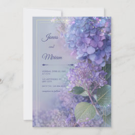 Bokeh Lavendel Hortensie Ätherischer Goldrahmen Einladung