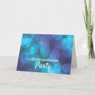 Bokeh Lights, Blue Spot Housewarming Party laden e Einladung
