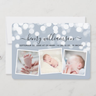 Bokeh Lights moderne 3 Faire-part de naissance pho