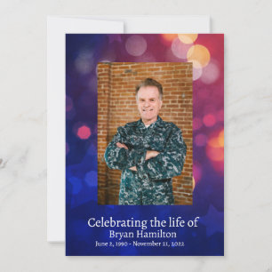 Bokeh Patriotic Veteran Beerdigungskarte Einladung