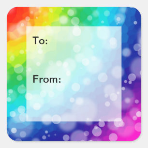 Bokeh Regenbogen-Muster-Geschenk-Umbau-Aufkleber Quadratischer Aufkleber