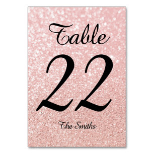 Bokeh Rose Gold Glitter Moderne Kalligrafie Tischnummer