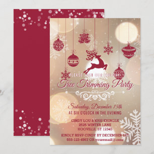 Bokeh Schneeflocken Roter Holiday Tremming Party Einladung