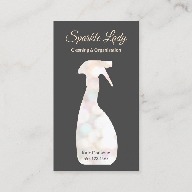 Bokeh Spray Flasche Haus Reinigung Logo Geschäft Visitenkarte (Vorderseite)