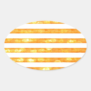 Bokeh-Streifen Orange und Weiß Ovaler Aufkleber