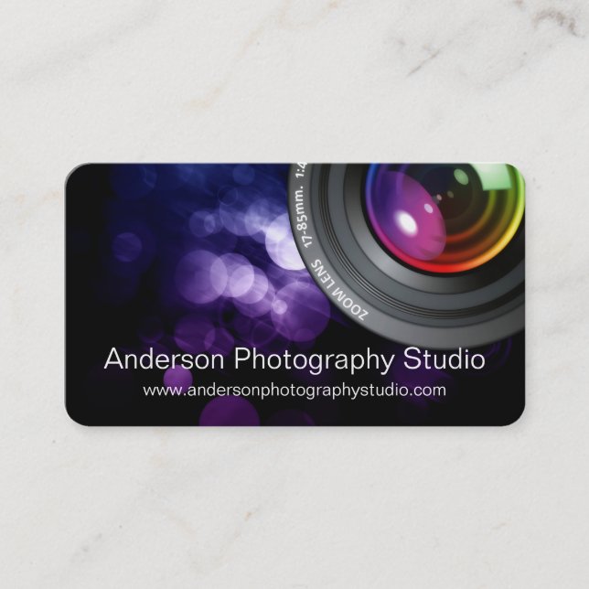 Bokeh & Zoom Lens Fotograf Business Card D4 Visitenkarte (Vorderseite)