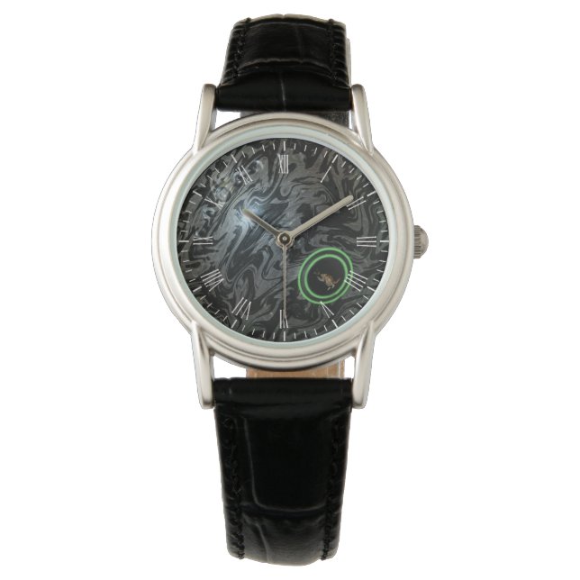 Bol De Pelouse Noir Et Gris, Montre En Cuir (devant)