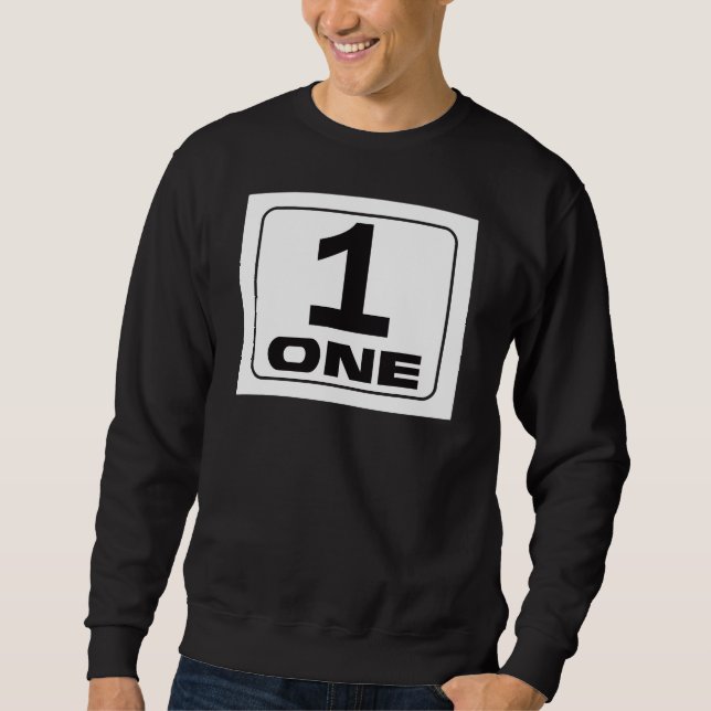 Bold #1 "One" Graphic Design with Rounded Frame Sweatshirt (Vorderseite)