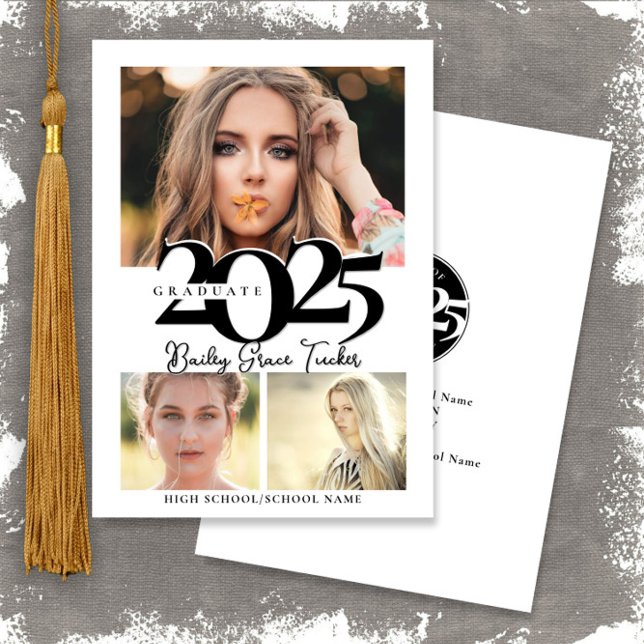 Bold 2023 Graduate 3-Foto Collage Abschluss Anno Ankündigung (Von Creator hochgeladen)