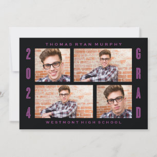 BOLD 2024 GRAD FOTO COLLAGE ABSCHLUSS INVITATION EINLADUNG