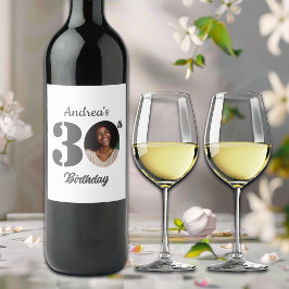 Bold 30th Birthday Party Photo Weinetikett