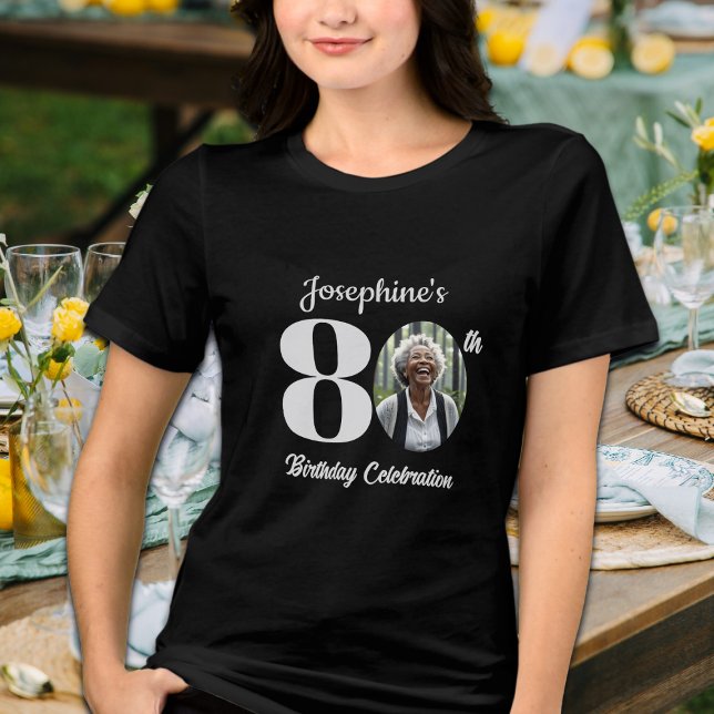 Bold 80th Birthday Photo Guests Tri-Blend Shirt (Von Creator hochgeladen)