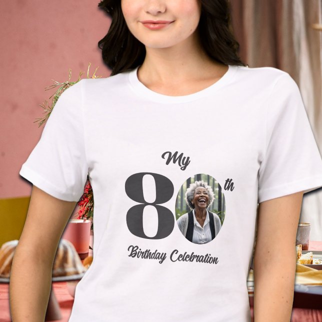 Bold 80th Birthday Photo  Tri-Blend Shirt (Von Creator hochgeladen)