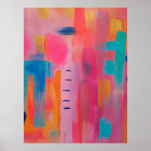 Bold Abstract Art in Pinks and Blues
