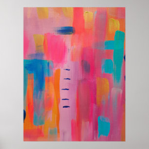 Bold Abstract Art in Pinks and Blues Poster