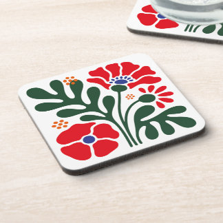 Bold Abstract Floral Coaster with Poppy Motif Getränkeuntersetzer