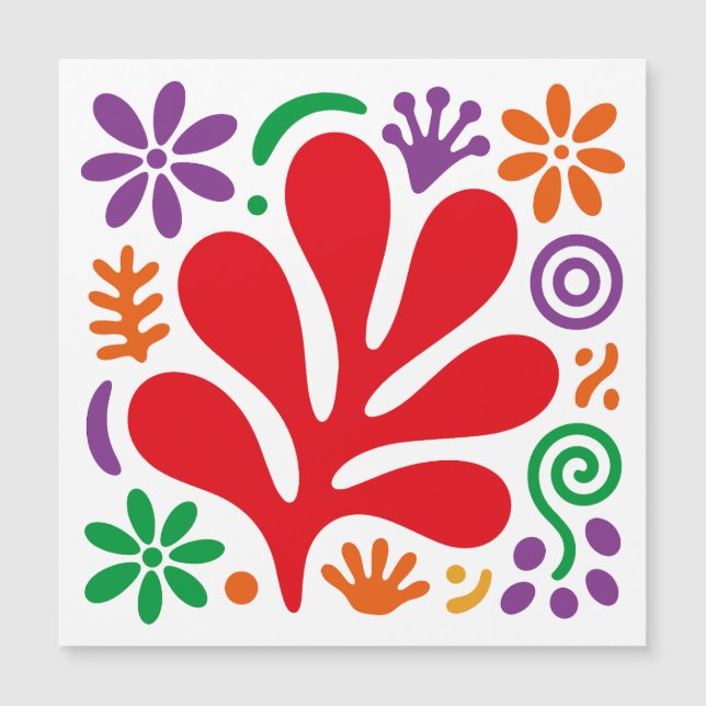 Bold Abstract Magnetic Card Floral Matisse Style Magnetkarte (Vorderseite)