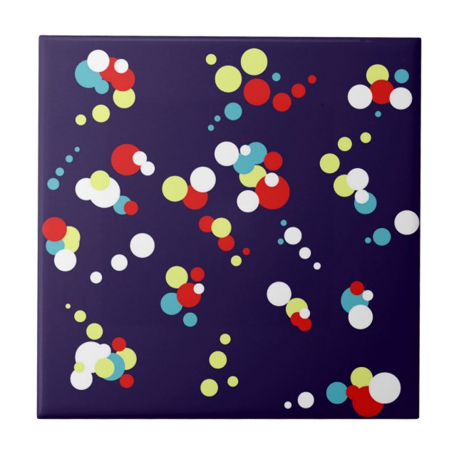Bold Abstrakt Art Red Blue Yellow Circles Fliese (Vorderseite)
