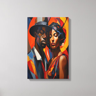 Bold Abstrakt Cubism Couple Portrait - Moderne Kun Leinwanddruck