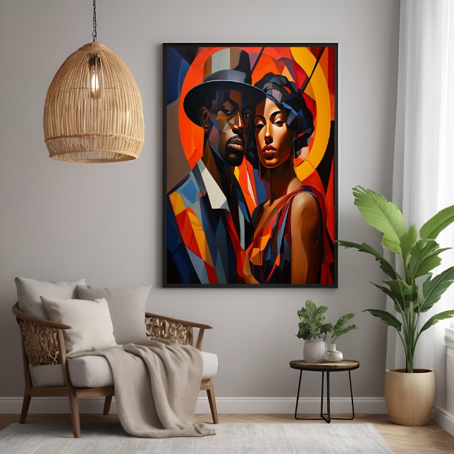 Bold Abstrakt Cubism Couple Portrait - Moderne Kun Poster (Von Creator hochgeladen)