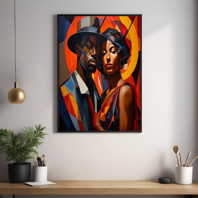 Bold Abstrakt Cubism Couple Portrait - Moderne Kun Poster (Von Creator hochgeladen)