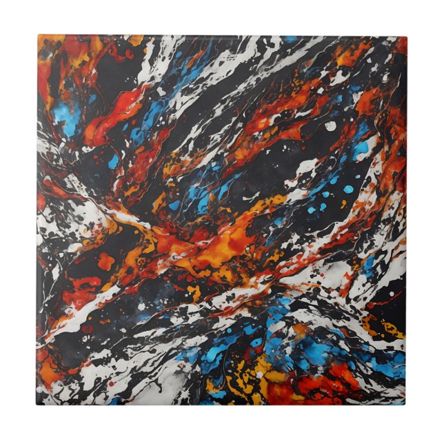 Bold Abstrakt Fiery Fliese (Vorderseite)