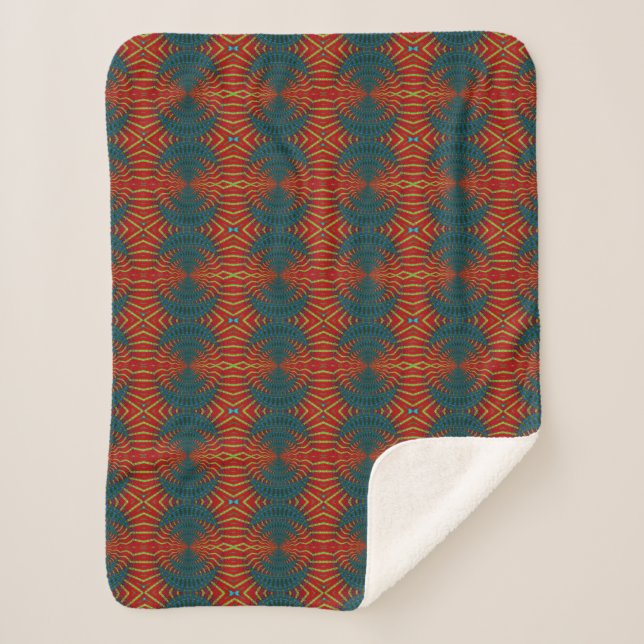 Bold Abstrakt Hippie Cool Red Blue Ethnic Trippy Sherpadecke (Vorderseite)