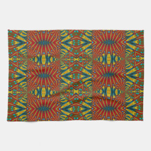 Bold Abstrakt Hippie Red Yellow Blue Ethnic Trippy Geschirrtuch