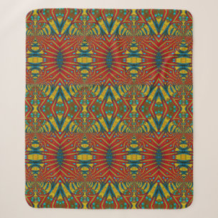Bold Abstrakt Hippie Red Yellow Blue Ethnic Trippy Sherpadecke