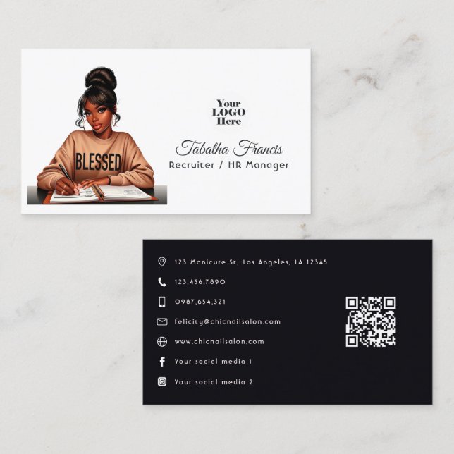 Bold Afro Black Woman Boss Empowerment Art Visitenkarte (Vorne/Hinten)