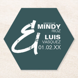 BOLD AMPERSAND Grunge Green White Wedding Untersetzer