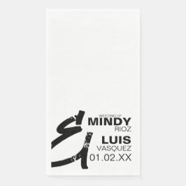 BOLD AMPERSAND Grunge Schwarz-weiße Hochzeit Serviette