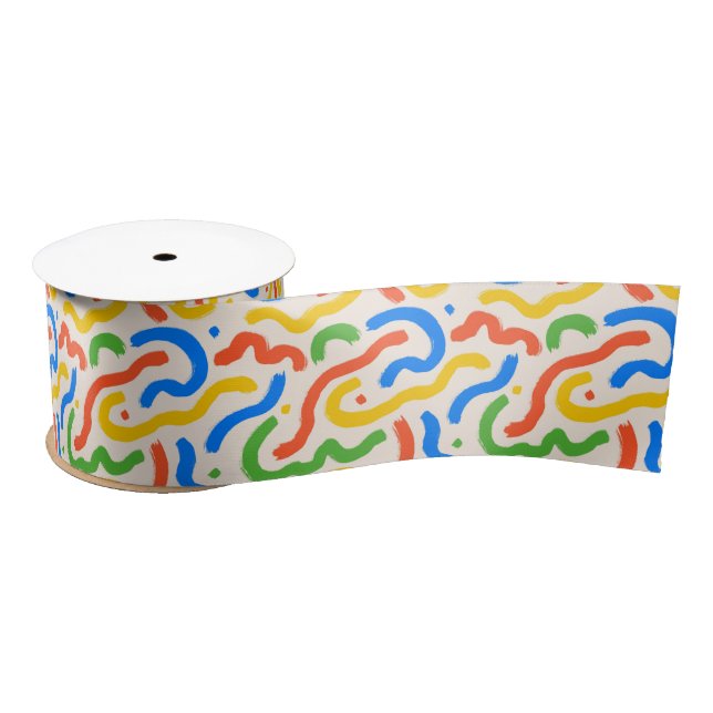 Bold and Colorful Brushstrokes Pattern Satinband (Spule)