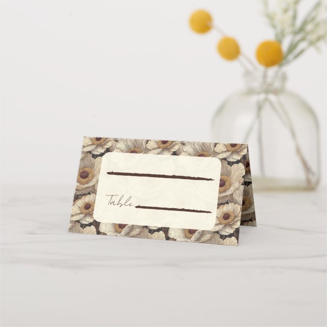 Bold Anemones Themed Mountain Wedding Platzkarte (Vorderseite)