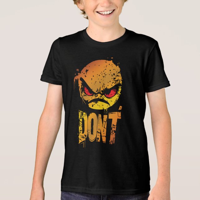 Bold Angry Emoji mit 'DON'T Text' Tri-Blend Shirt (Vorderseite)