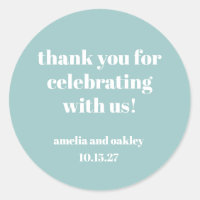 Bold Aqua Blue Retro Custom Wedding Danke