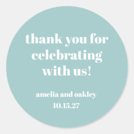 Bold Aqua Blue Retro Custom Wedding Danke Runder Aufkleber