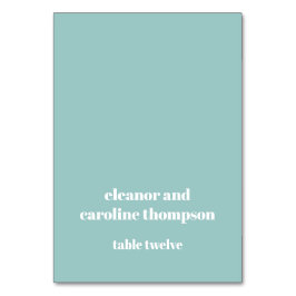 Bold Aqua Blue Retro Custom Wedding Platzkarte Tischnummer