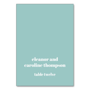 Bold Aqua Blue Retro Custom Wedding Platzkarte Tischnummer