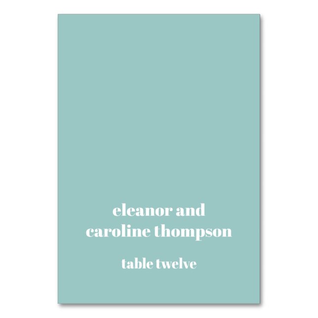 Bold Aqua Blue Retro Custom Wedding Platzkarte Tischnummer (Vorderseite)